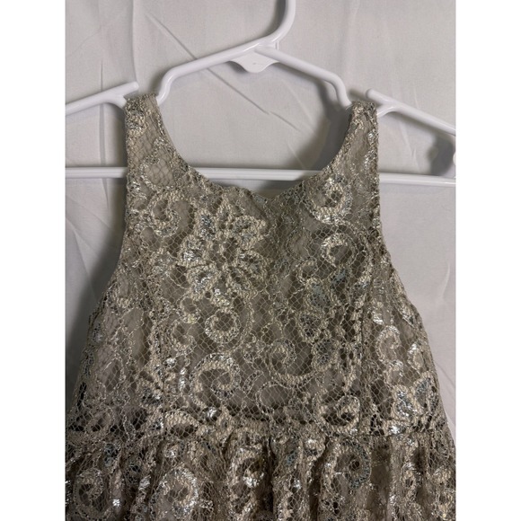 Polo Ralph Lauren Toddler Girls Gold Silver Fancy Lace S Party Dress Sz 2T - Picture 2 of 10